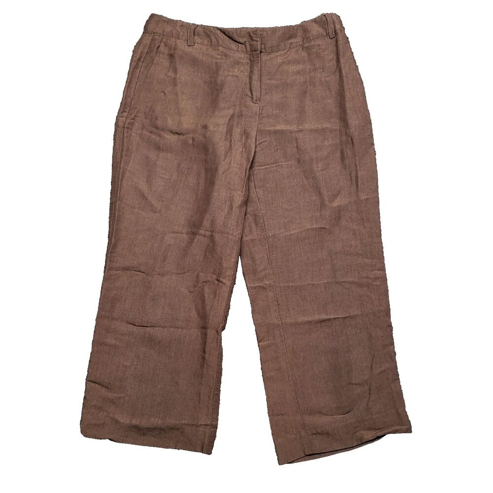 Villager Sport Women's High Waist Chino Capri Pant Size 8 Brown Cotton Spandex